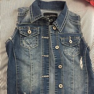 Lightly distressed jean vest
